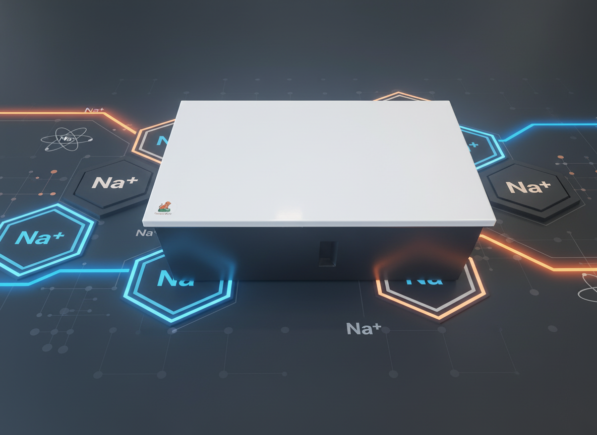 Oranje-Eco natrium-ion thuisbatterij op een Na+-technologie achtergrond