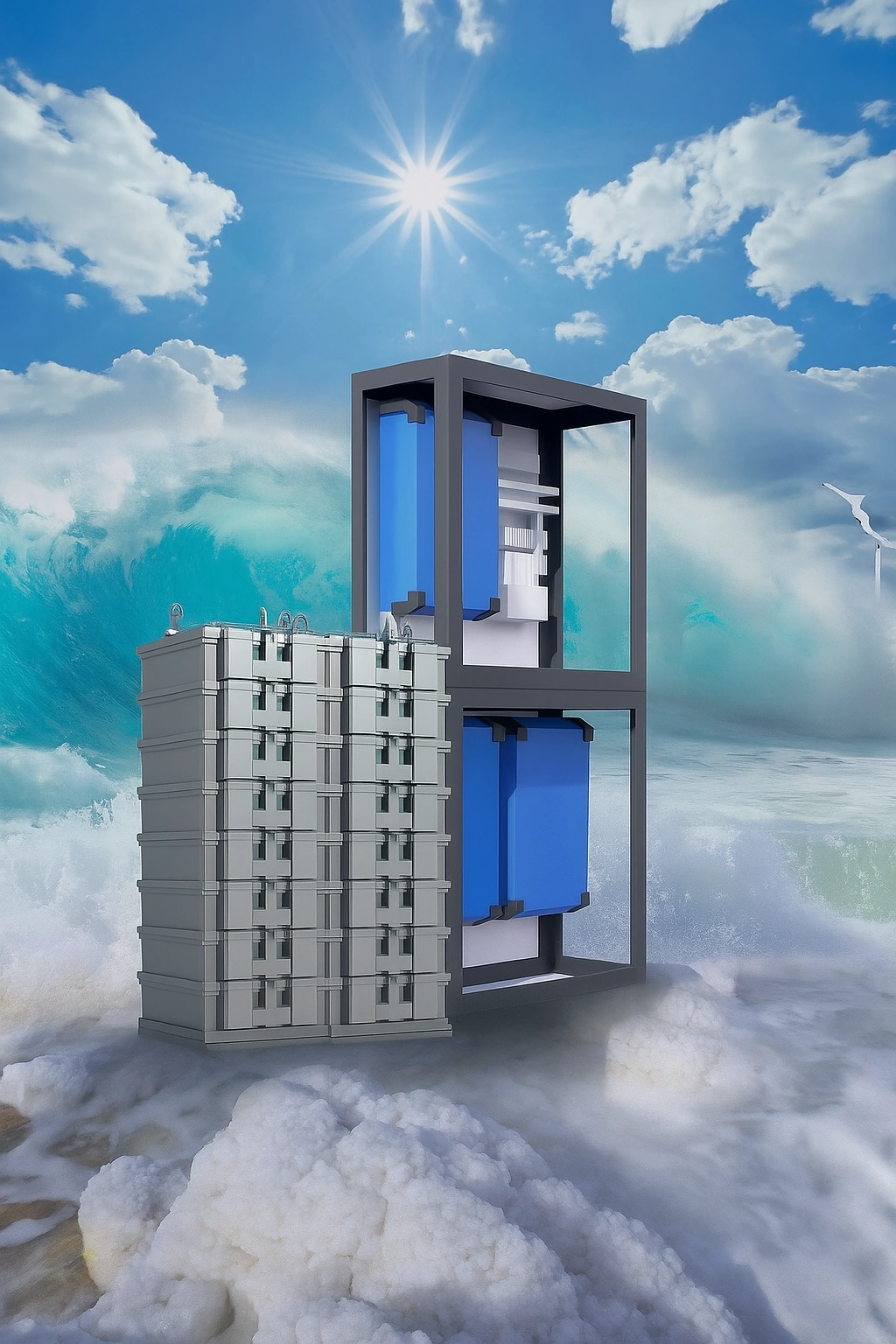 Doorsnede van een veilige zoutwaterbatterijcel