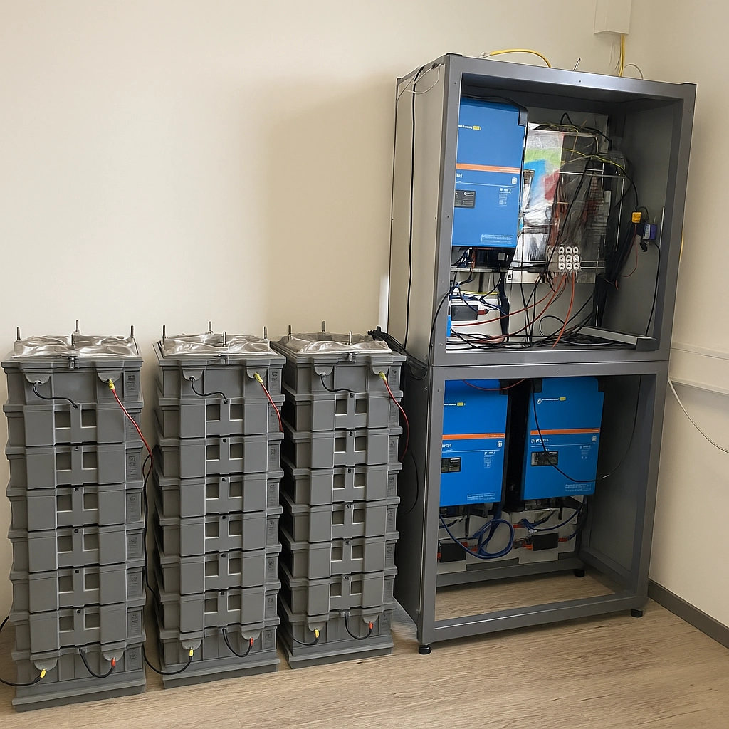 OranjeEco Zoutwater thuisbatterij in een woonomgeving